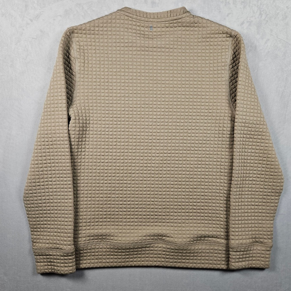 NOBULL Quilted Grid Sweatshirt Mens Medium Tan Performance Crewneck Pullover - Picture 2 of 12